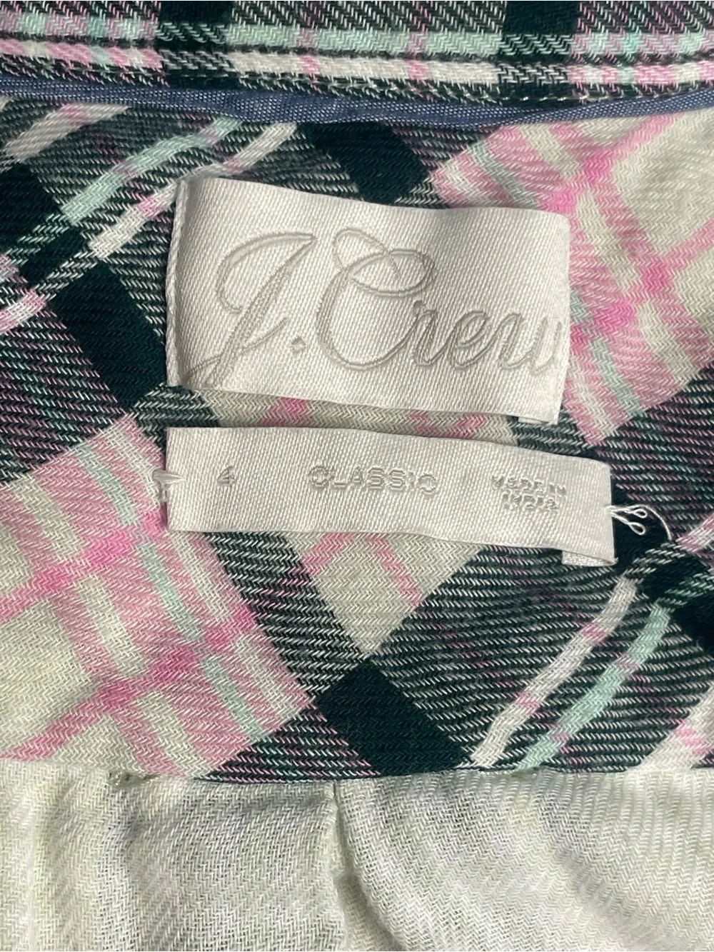 J. Crew Plaid Button-Up Shirt in Cream and Pink